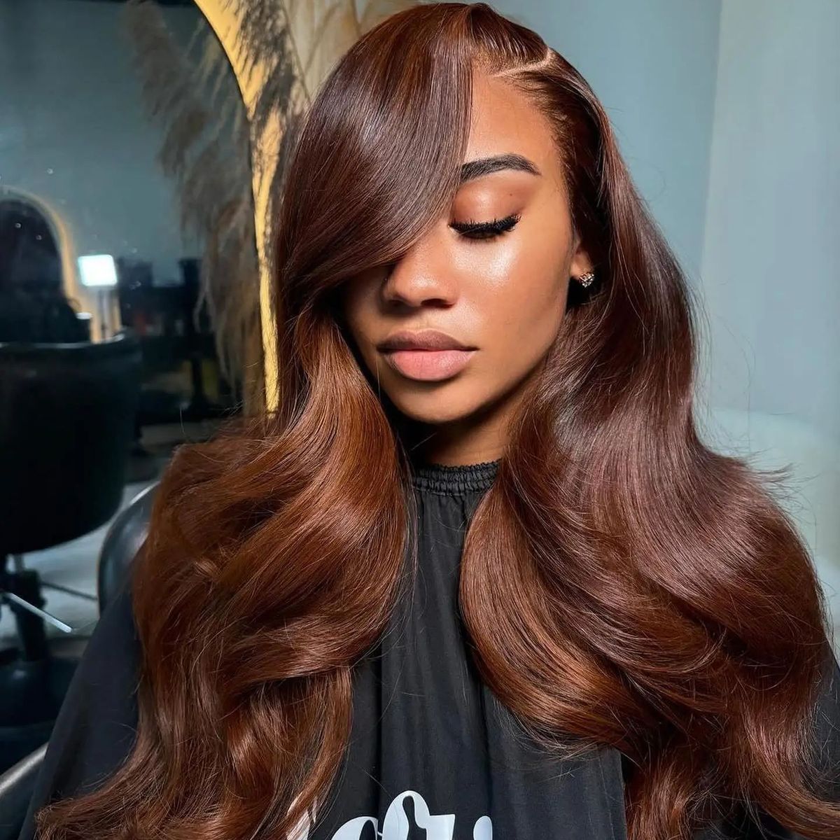 Pizazz New Chocolate Brown Wig Body Wave 13x6 Full Lace Drawstring Wig Pre Plucked Natural Hairline 250% Density