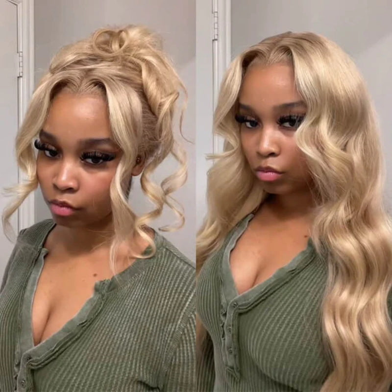 #P18/613 Ash Blonde Highlight Lace Front Wigs Color Body Wave HD Lace Wigs