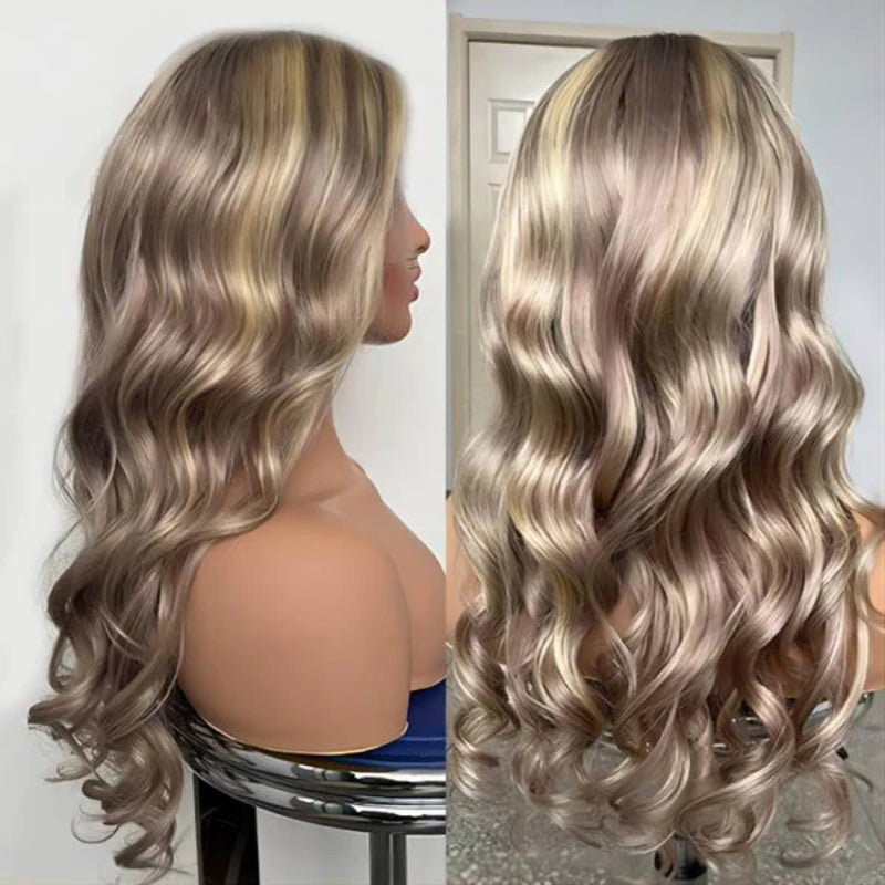#P18/613 Ash Blonde Highlight Lace Front Wigs Color Body Wave HD Lace Wigs