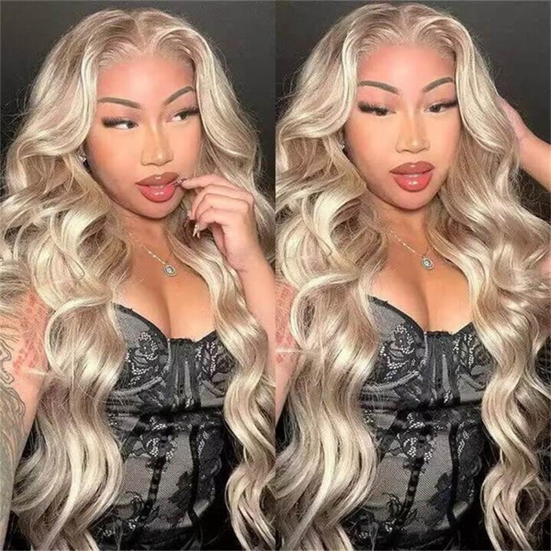 #P18/613 Ash Blonde Highlight Lace Front Wigs Color Body Wave HD Lace Wigs