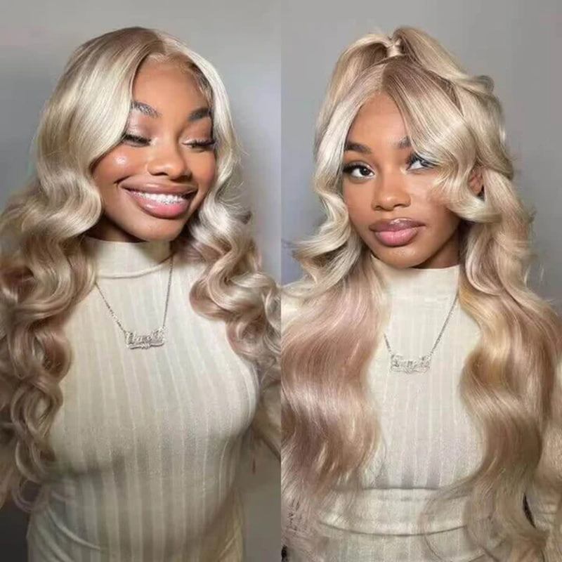 #P18/613 Ash Blonde Highlight Lace Front Wigs Color Body Wave HD Lace Wigs