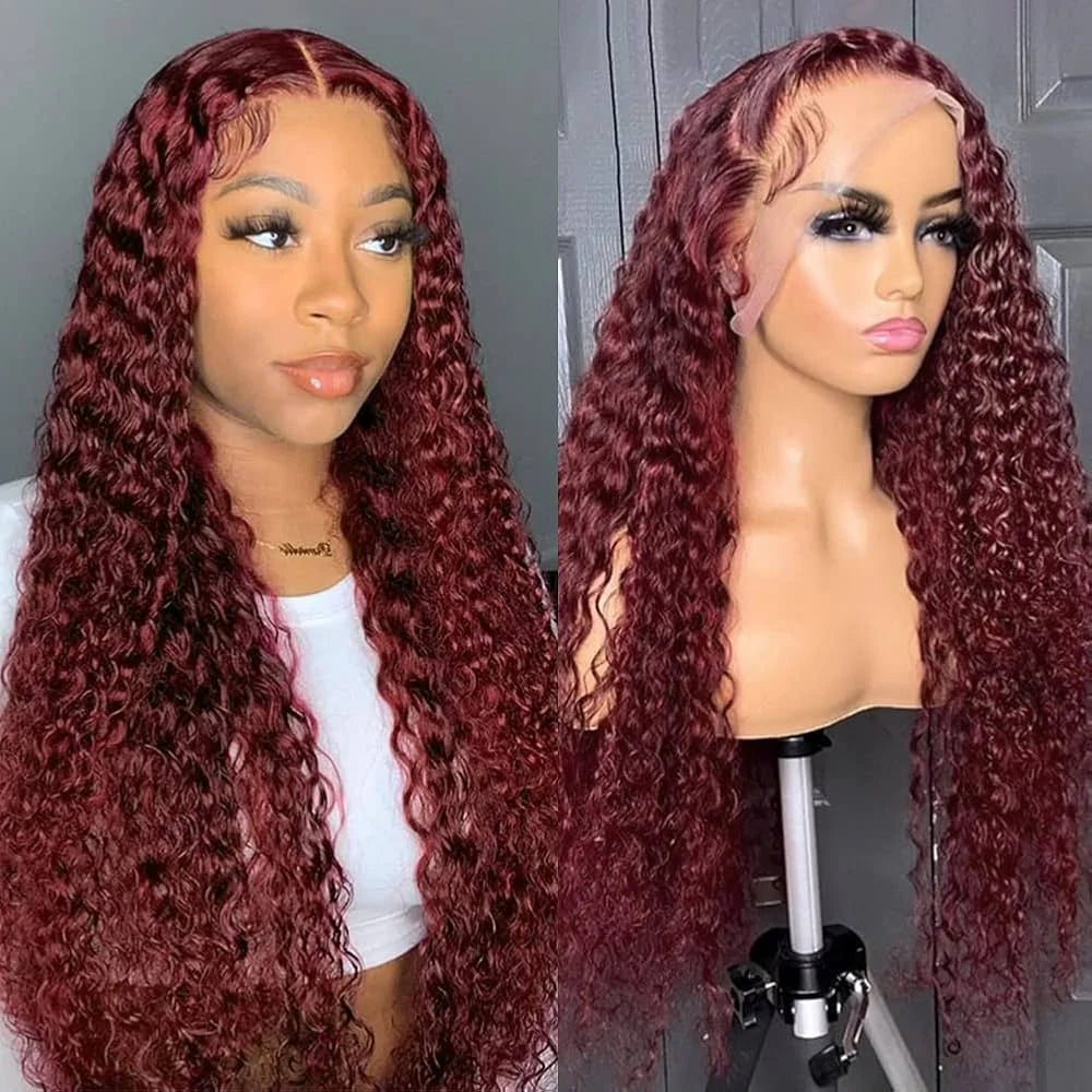 99J Burgundy Deep Wave 13x6 HD Lace Front Wigs Human Hair
