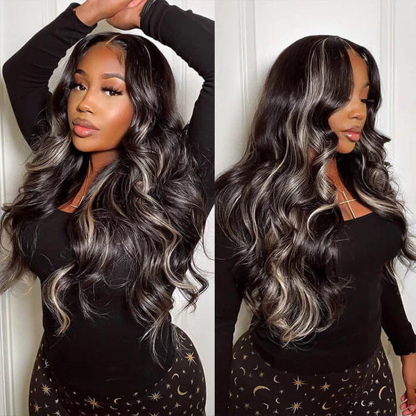 body wave blonde highlight hd lace wig