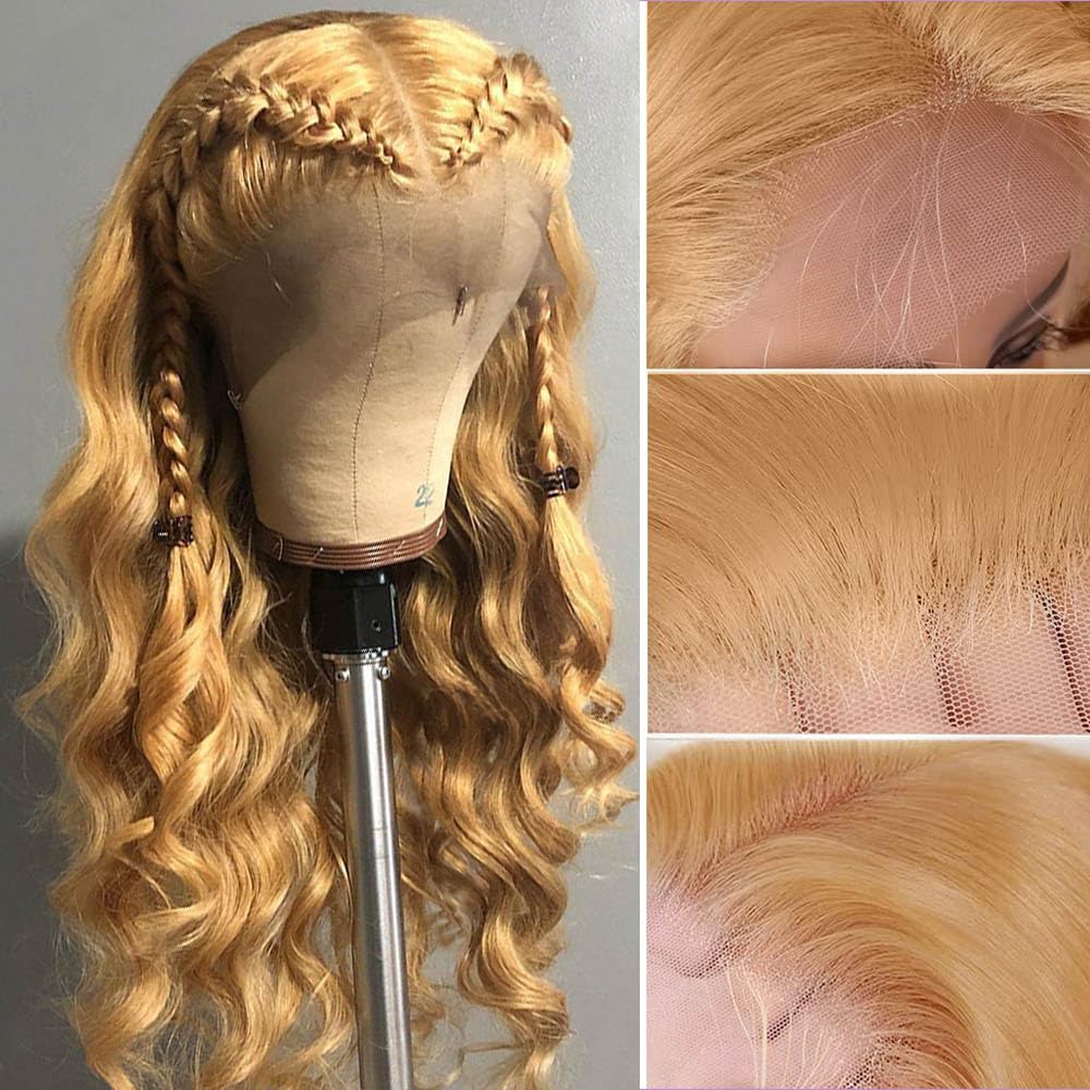 Honey Blonde Lace Front Wig Human Hair 27# Colored Human Hair Lace Front Wigs