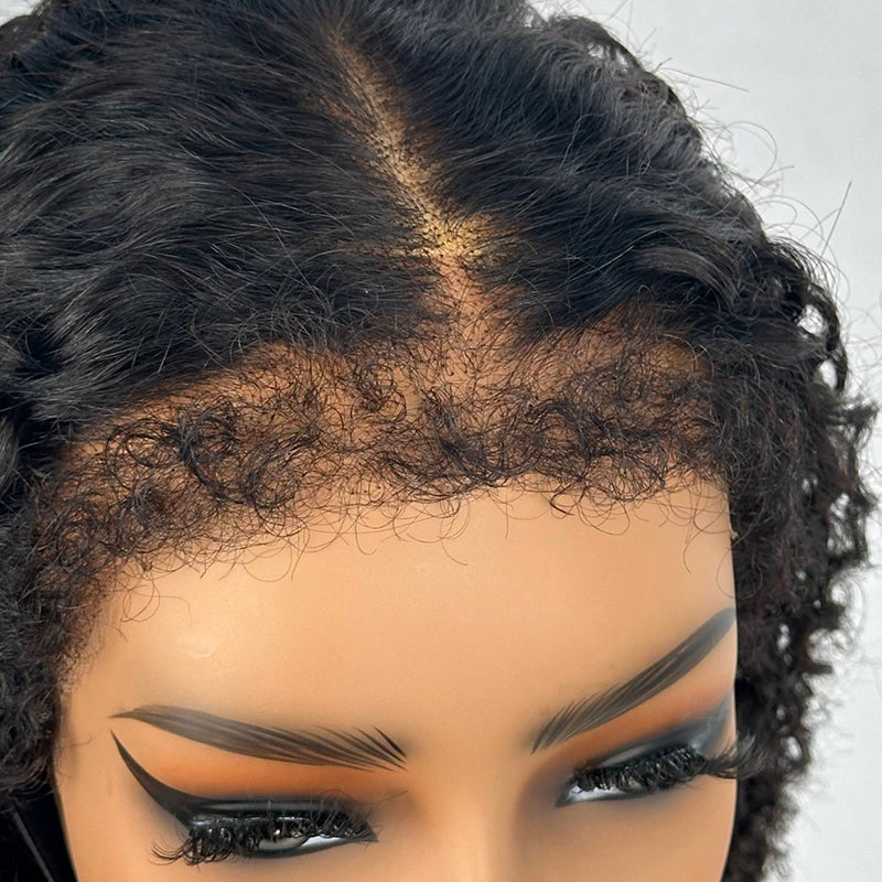 4C Edge Hairline Kinky Curly Glueless 360 Lace Front Human Hair Wigs Pre Plucked With Curly Edges