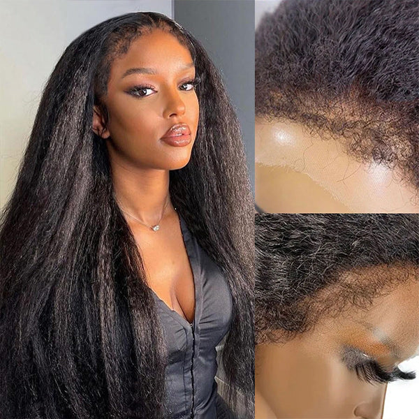 4C Edge Hairline Kinky Straight HD Lace Front Wigs 13x4/13x6/5x5 Lace Frontal Glueless Wig