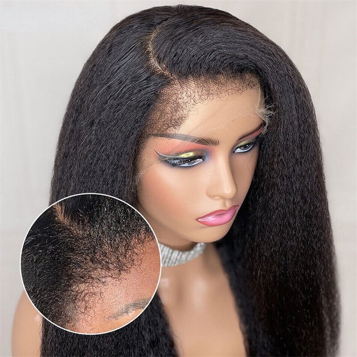 4C Edge Hairline Kinky Straight HD Lace Front Wigs 13x4/13x6/5x5 Lace Frontal Glueless Wig