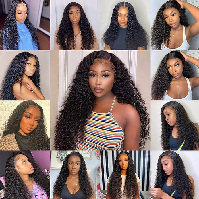 Pre Everything Glueless Wig Pre Cut HD Lace Wigs Human Hair Curly Wigs Pre Plucked Pre Bleached Natural Black Wigs
