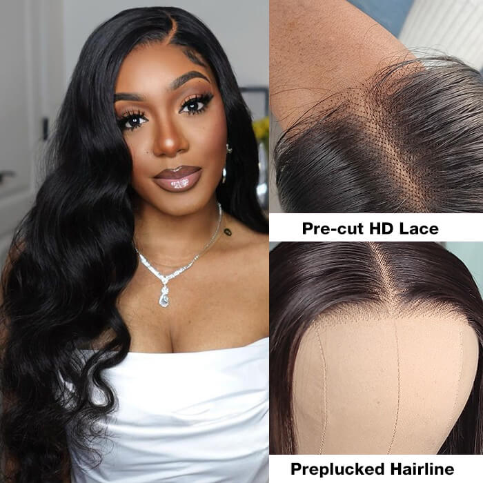 Body Wave Wear & Go Glueless Lace Closure Wig Pre Cut HD Lace with Natural Hairline Beginner Friendly