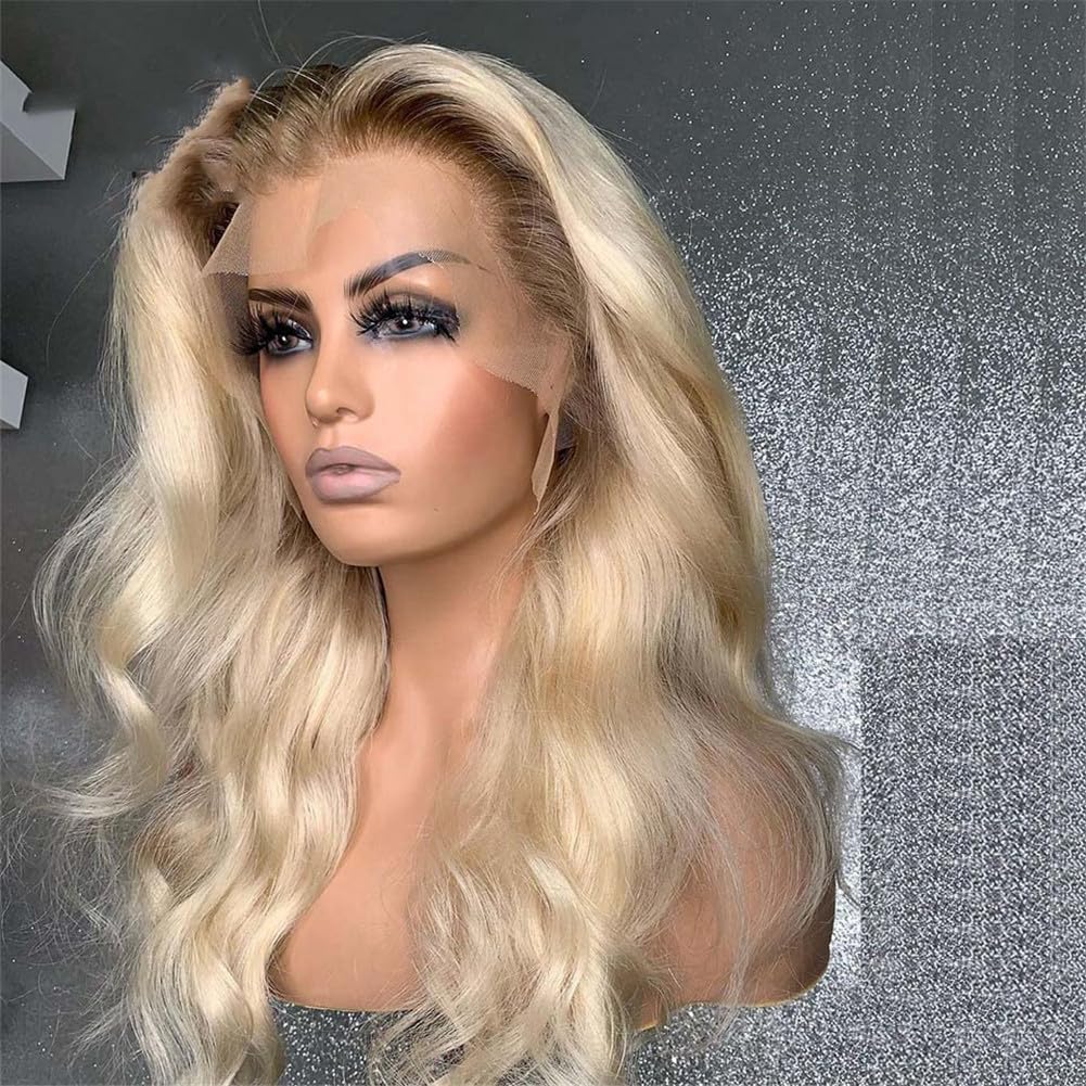 613 Blonde Wigs With Brown Roots #4/613 Ombre Color 13x4 HD Lace Front Wigs