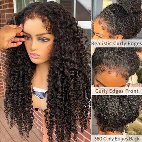 Exclusive Original 4C Curly Edges Kinky Curly Wig 13x4/13x6/360 HD Lace Frontal Human Hair Wig With Super Natural Hairline