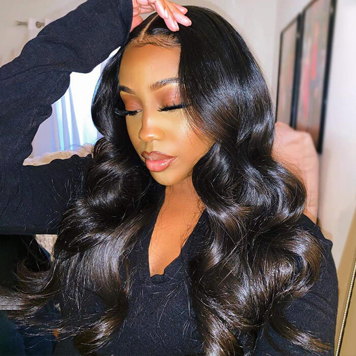 Pre-Everything 8x5 & 13x4 Lace Wig with Ear Tab Tape Glueless Lace Black Body Wave/Straight Wigs With Bleached Knots