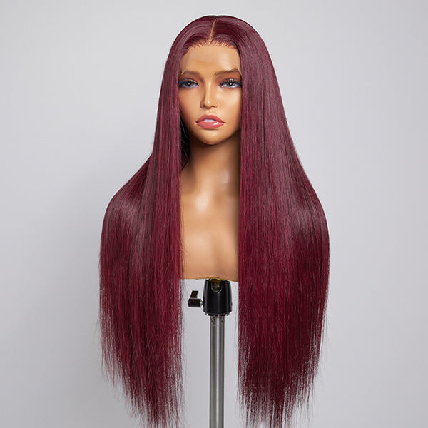 99J Burgundy Color Wig Bone Straight Human Hair 13x4 13x6 HD Lace Front Wigs For Women-Pizazz Hair