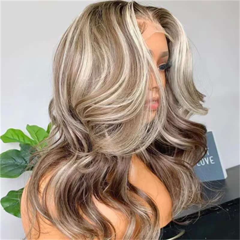 #P18/613 Ash Blonde Highlight Lace Front Wigs Color Body Wave HD Lace Wigs