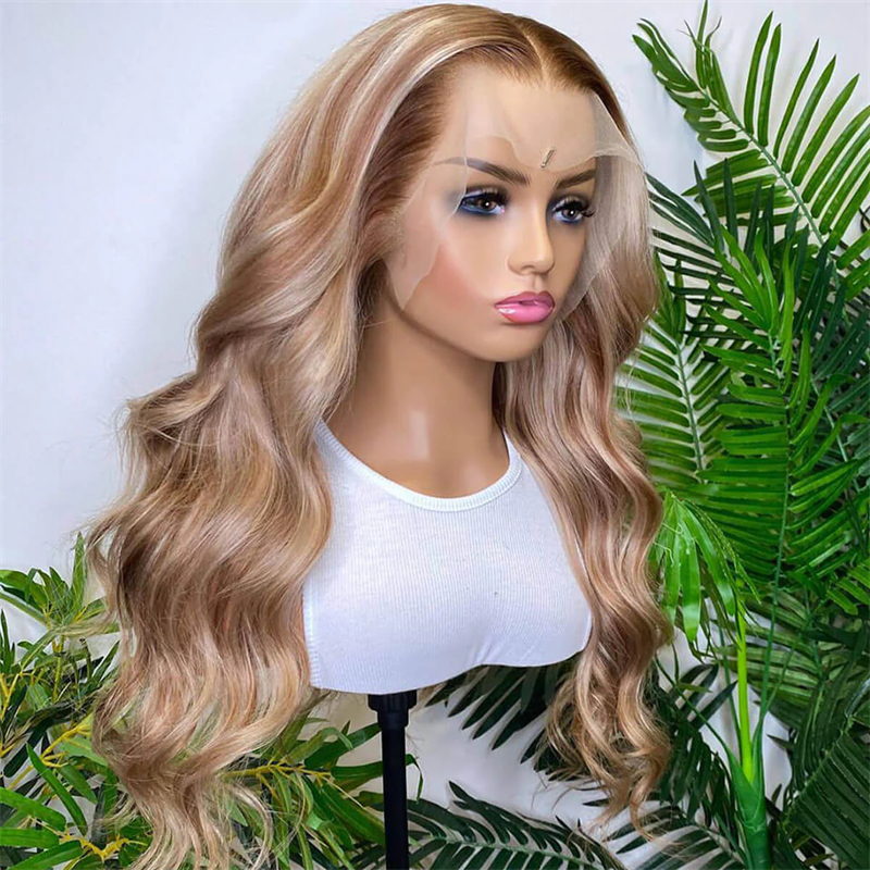 #P18/613 Ash Blonde Highlight Lace Front Wigs Color Body Wave HD Lace Wigs