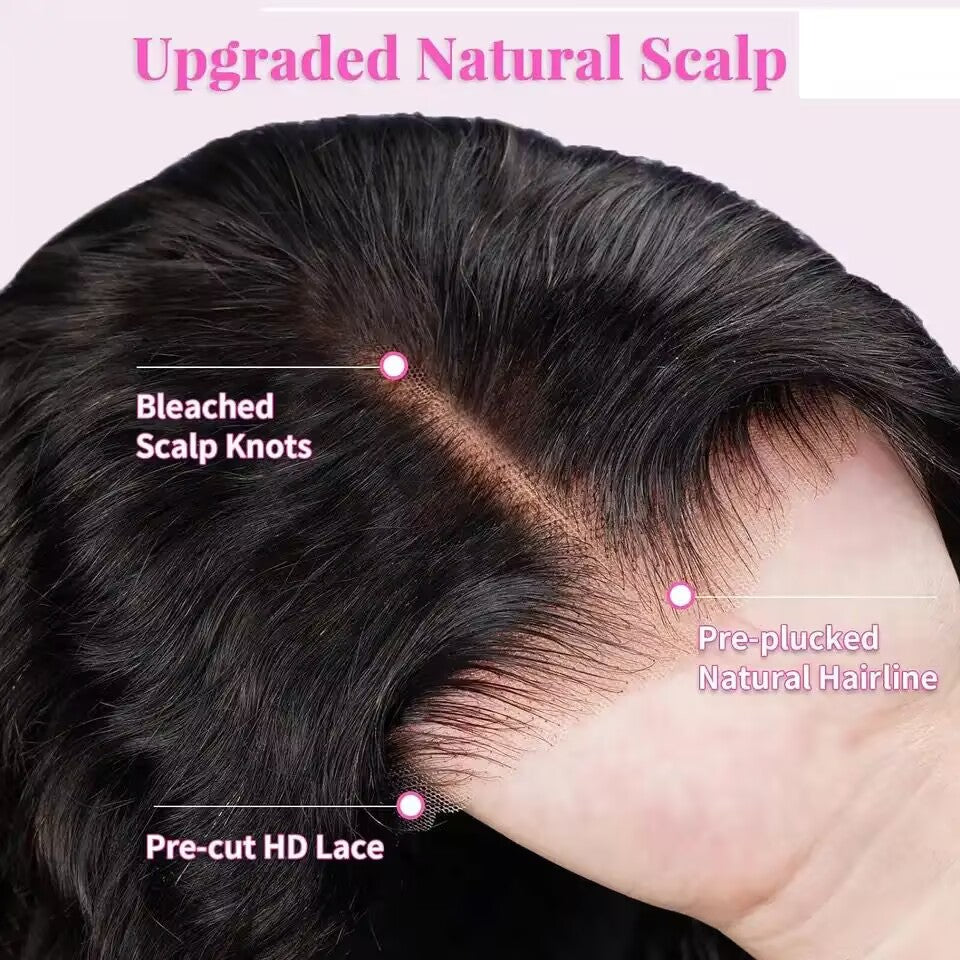 13x4 Bob Lace Frontal Wig Human Hair Body Wave HD Lace Closure Pre Plucked Glueless Bob Wigs forWomen