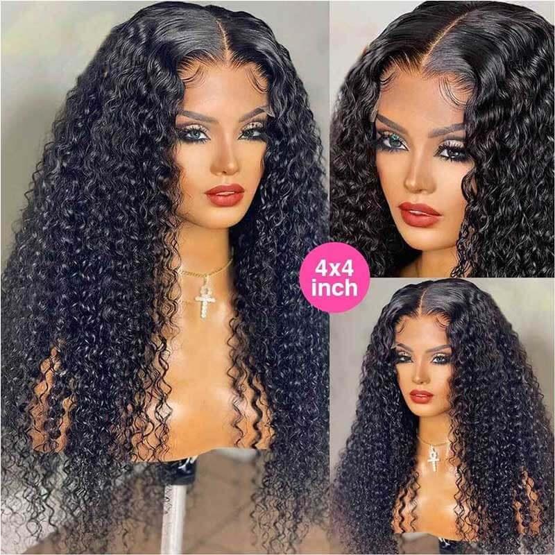 Full Jerry Curly Wig 4x4 HD Lace Closure Human Hair Wigs Beginner Friendly