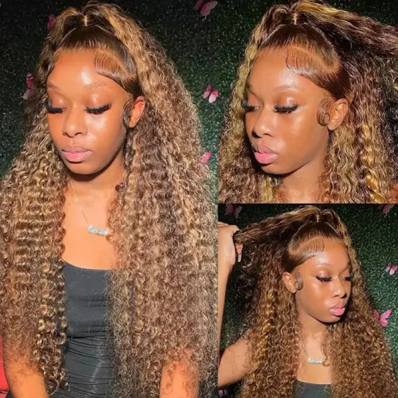 P4/27 Omber Highlight Color Invisi-Strap 360 Lace Front Wigs 250% Density