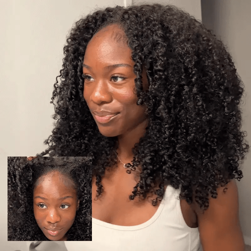 3 In 1 Half Wig | Kinky Curly Comfortable Fit Glueless Install Flip Over Half Wig With Adjustable Drawstring