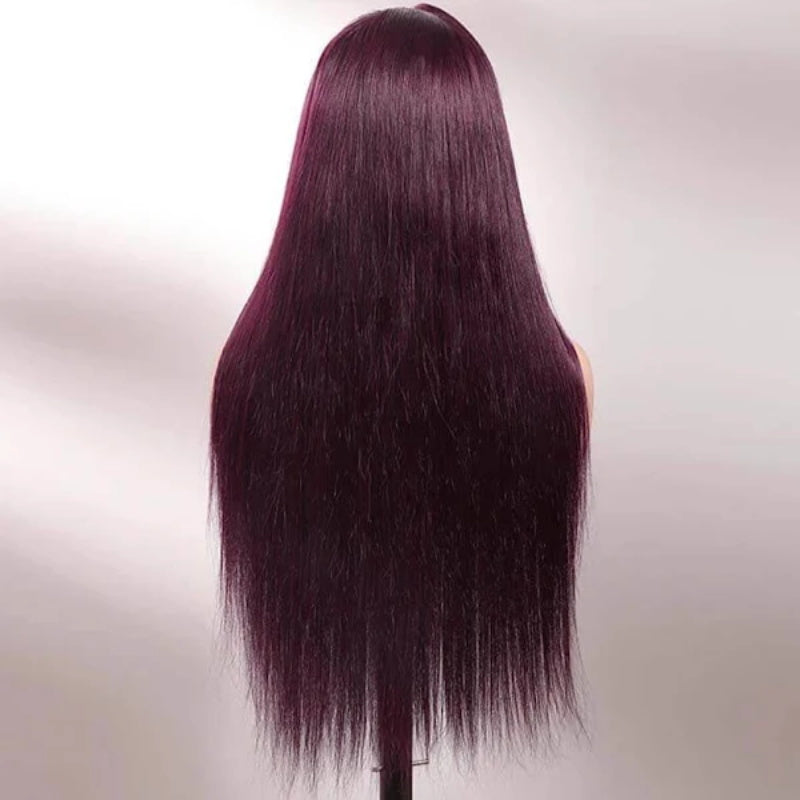 Black Cherry Dark Purple Sugar Plum Straight 13x6 HD Lace Front Wigs Human Hair Wigs