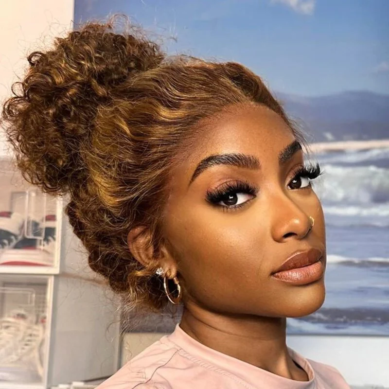 Invisi-Strap Snug Fit 360 HD Transparent Lace P4/27 Highlight Ombre Color Water Wave Wig Pre Plucked Hair 220% Density