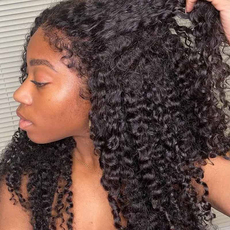 4c Edges kinky Curly Wig Human Hair Undetectable Invisible 360 HD Lace Frontal Wig