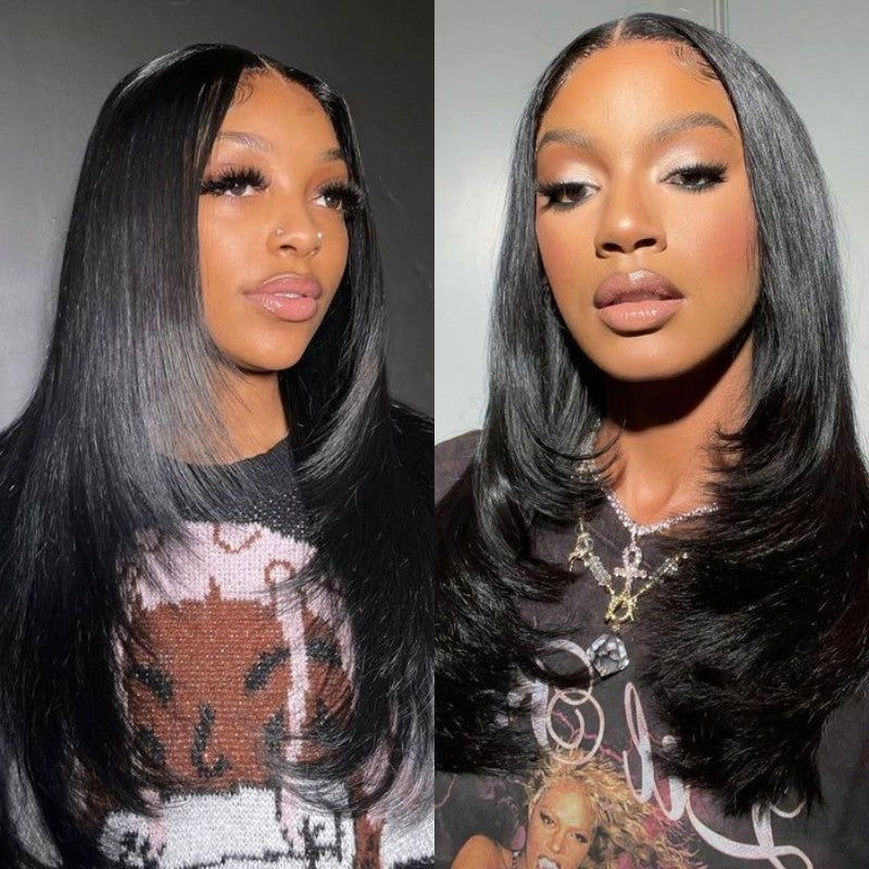 straight layered hd lace wig