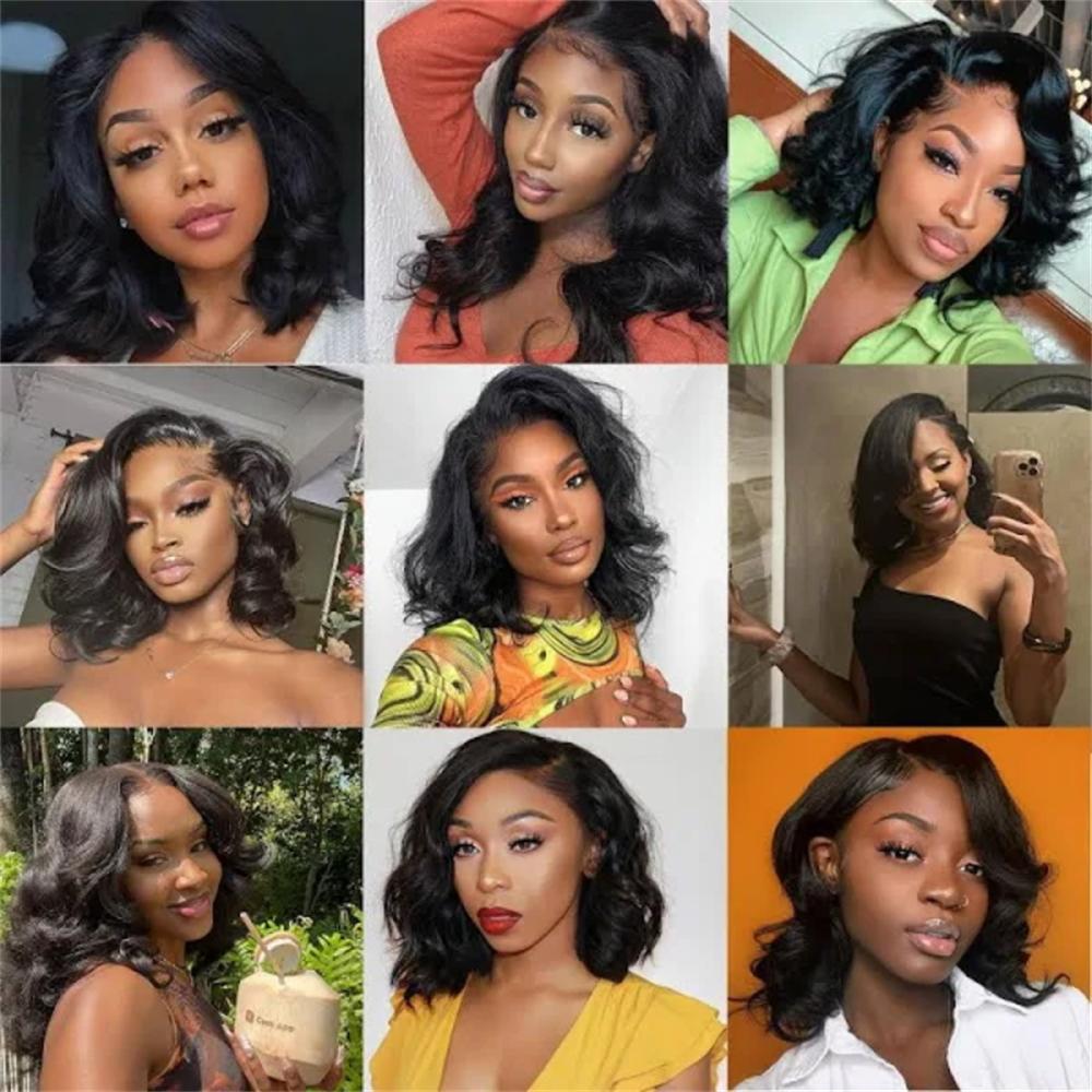 Loose Body Wave Short Bob Wigs Pre Plucked 13x4 Lace Front Wigs Human Hair 220% Density