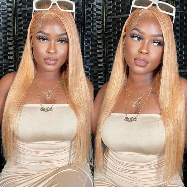 Pizazz 13x6 Honey Blonde Lace Front Wig 27# Colored Lace Front Wigs For Women Pre Plucked (26inch)