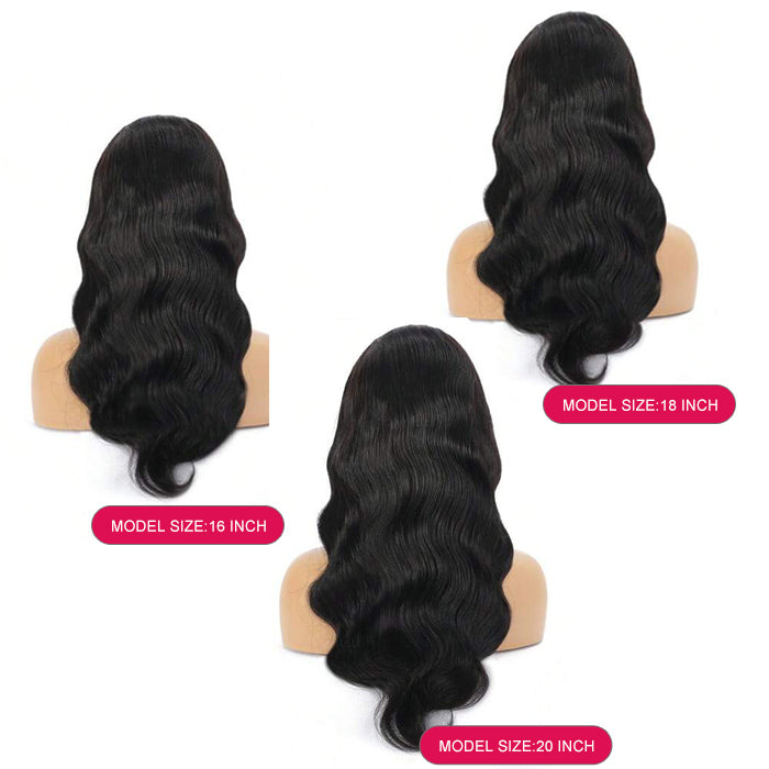 Pre-Everything 8x5 & 13x4 Lace Wig with Ear Tab Tape Glueless Lace Black Body Wave/Straight Wigs With Bleached Knots