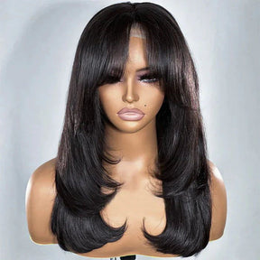 short curtain bangs straight hd lace wigs
