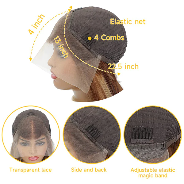 #1b/613 Black Wig with Blonde Highlight 13x4 HD Lace Front Human Hair Wigs