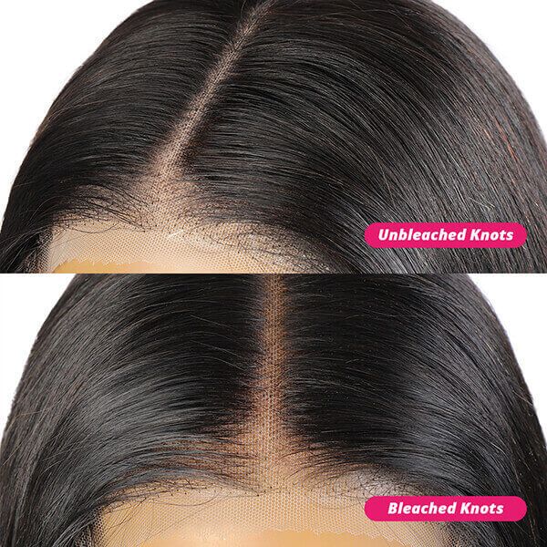 Pre-Bleached Knots Clear & Clean Hairline Glueless Wig HD Lace Front Human Hair Wig Pre-Plucked 180%