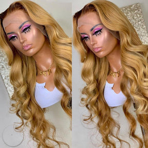 Sunlit Honey Blonde Glueless Lace Front Wig #27 Colored Human Hair Wigs