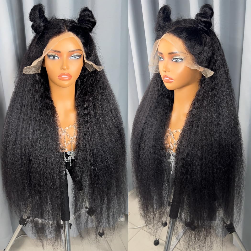 Pizazz Hair Yaki Straight Invisi-Drawstring 360 Glueless Wig Pre-Cut Lace Pre Bleached Knots Fit All Head