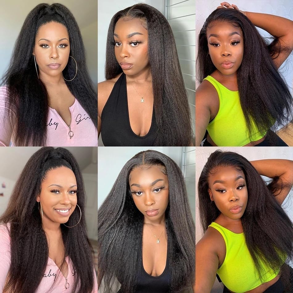 Pizazz Hair Yaki Straight Invisi-Drawstring 360 Glueless Wig Pre-Cut Lace Pre Bleached Knots Fit All Head