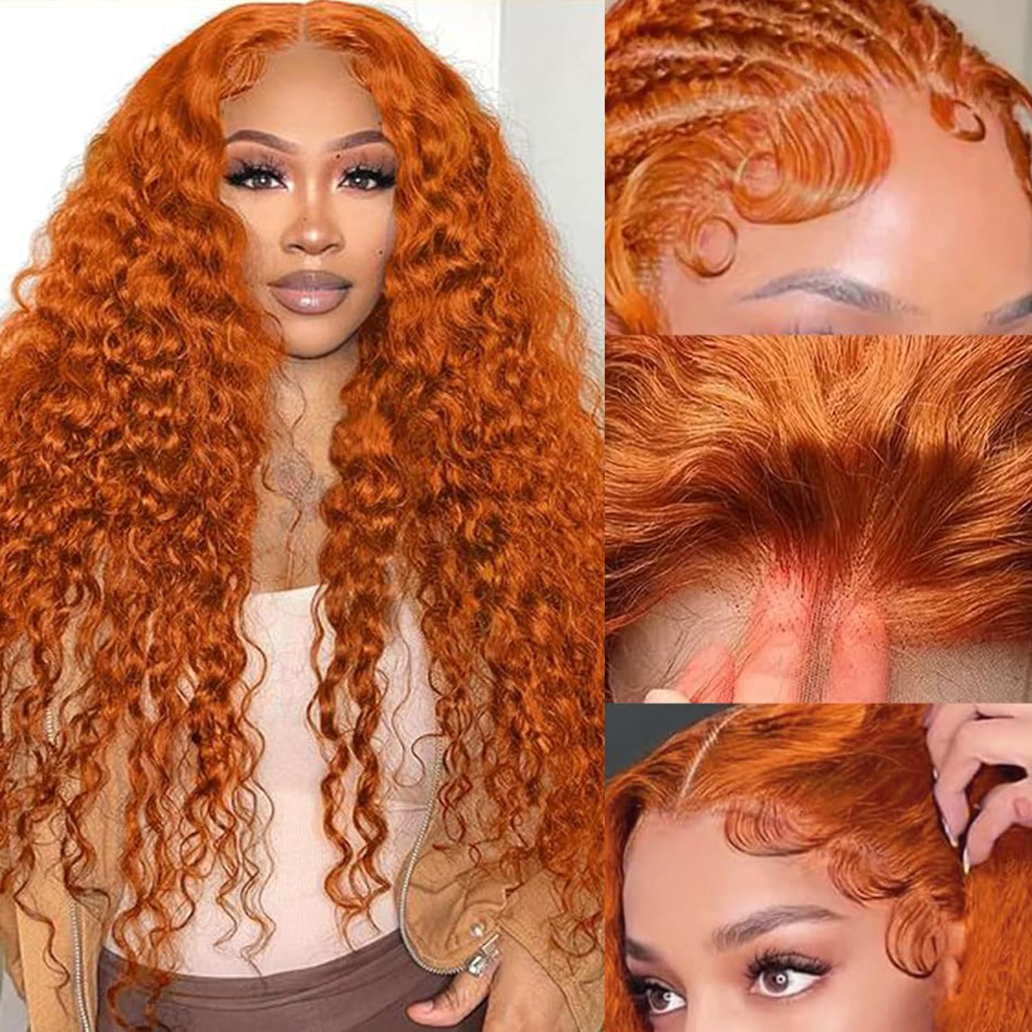 Pizazz Ginger Color Wigs Deep Wave 13*4/13*6 HD Lace Front Wigs Human Hair