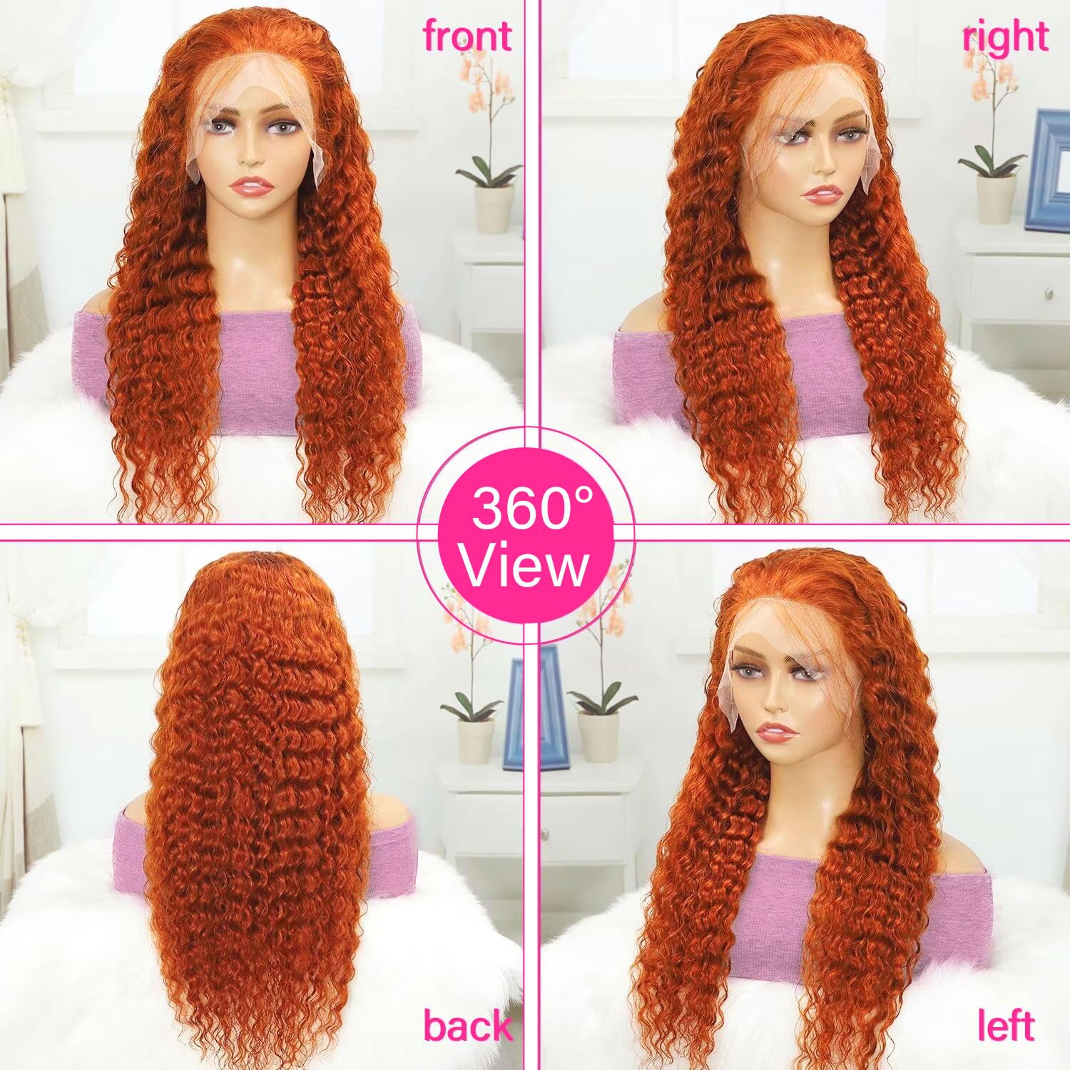Pizazz Ginger Color Wigs Deep Wave 13*4/13*6 HD Lace Front Wigs Human Hair