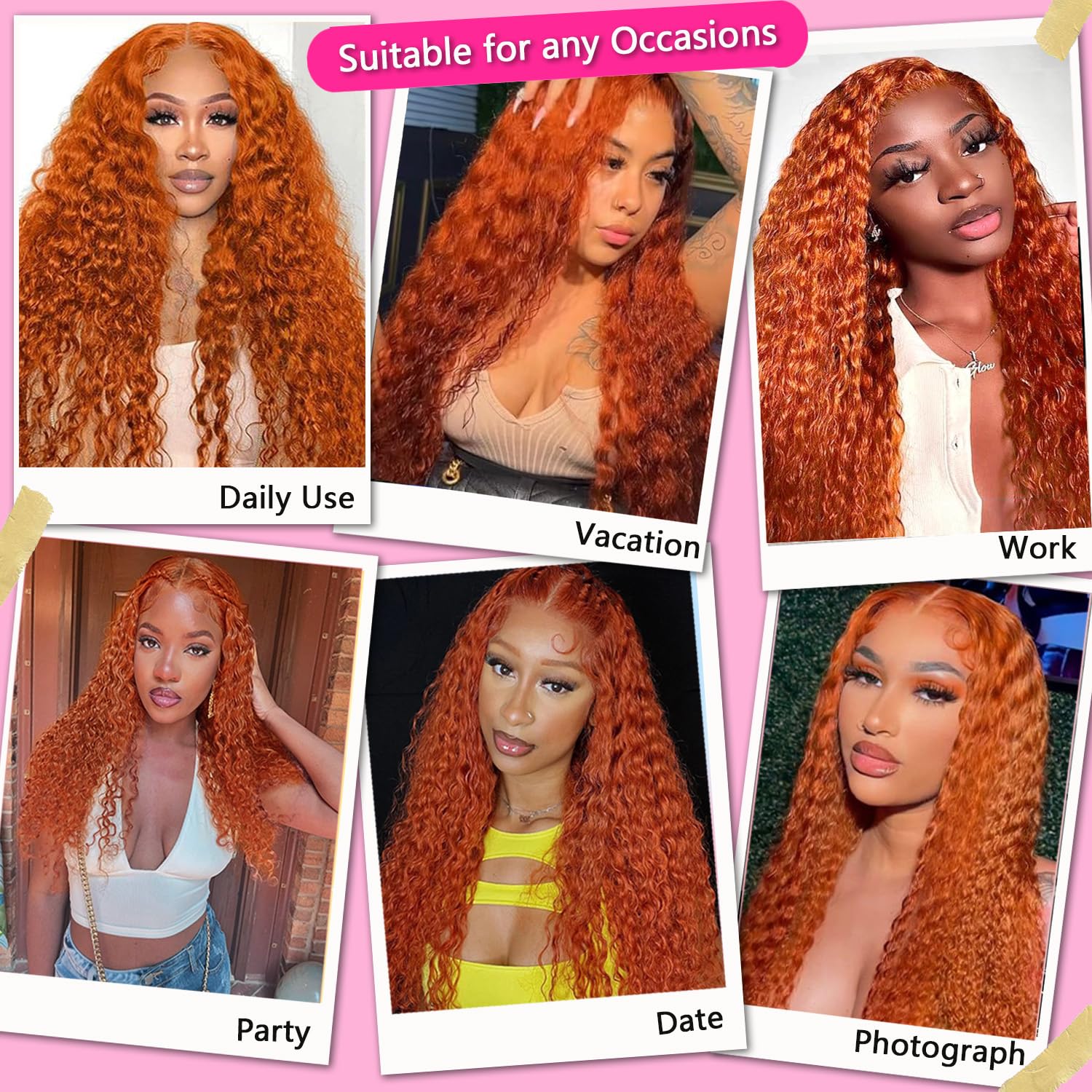 Pizazz Ginger Color Wigs Deep Wave 13*4/13*6 HD Lace Front Wigs Human Hair