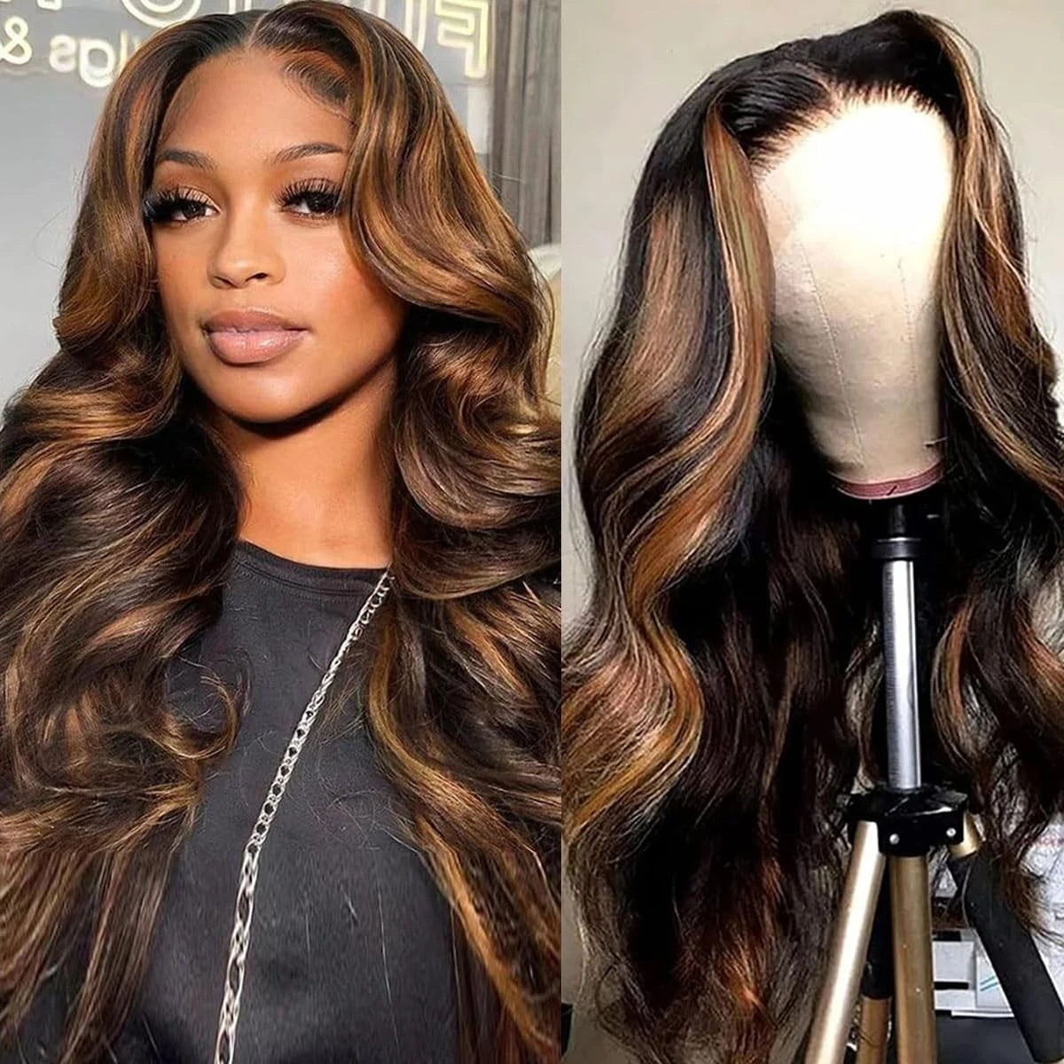 Pizazz Hair Highlight Balayage Body Wave Honey Blonde 13x6 HD Transparent Lace Front Wigs for Women Lace Front Wig Human Hair