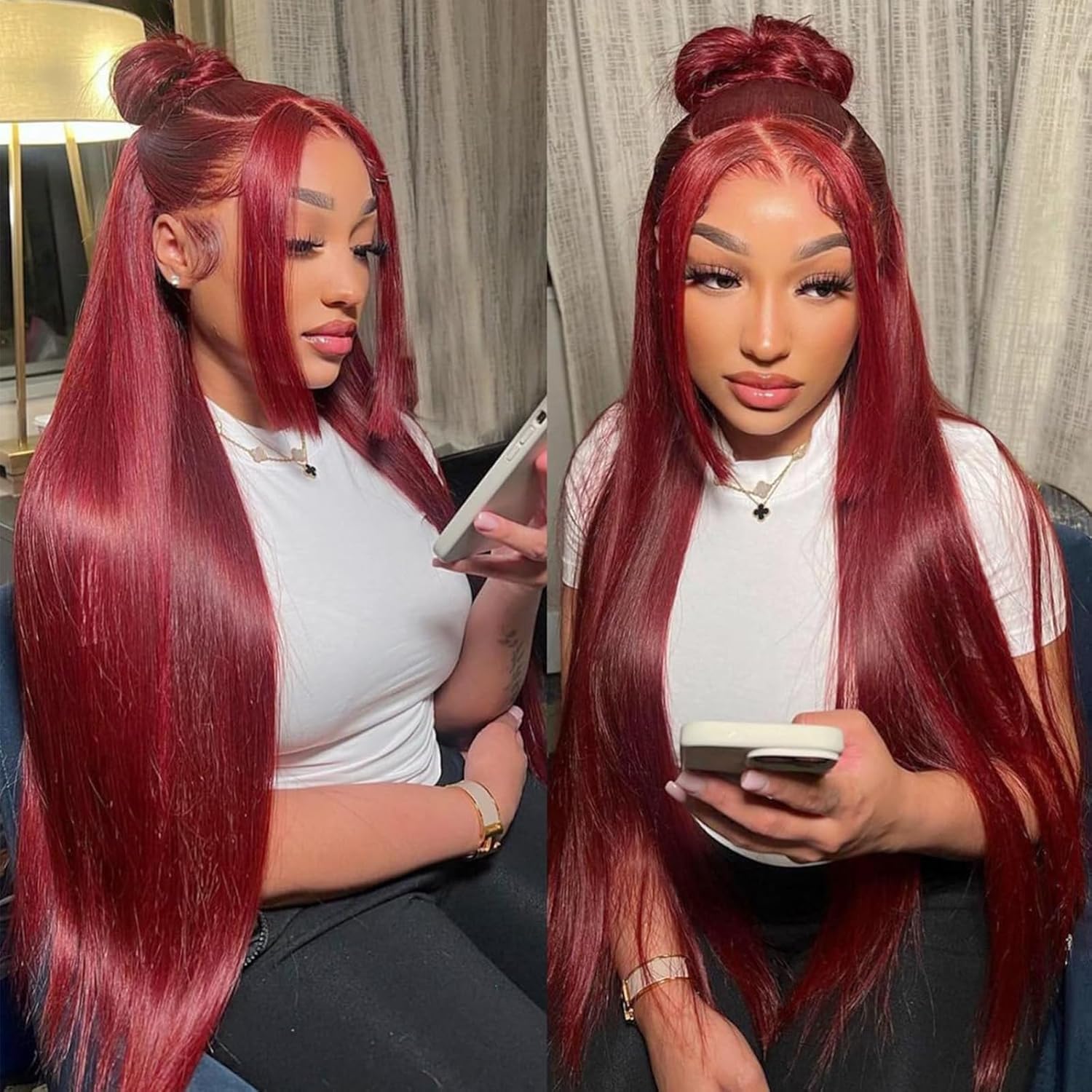 Pizazz 13x6 99j Burgundy Lace Front Wigs Human Hair Pre Plucked HD Straight Lace Front Wigs Human hair Glueless 30 Inch Red Wig