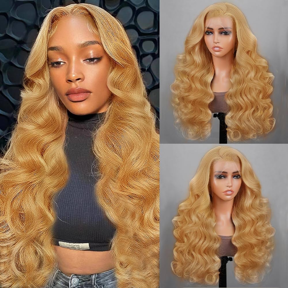 Honey Blonde Lace Front Wig Human Hair 27# Colored Human Hair Lace Front Wigs