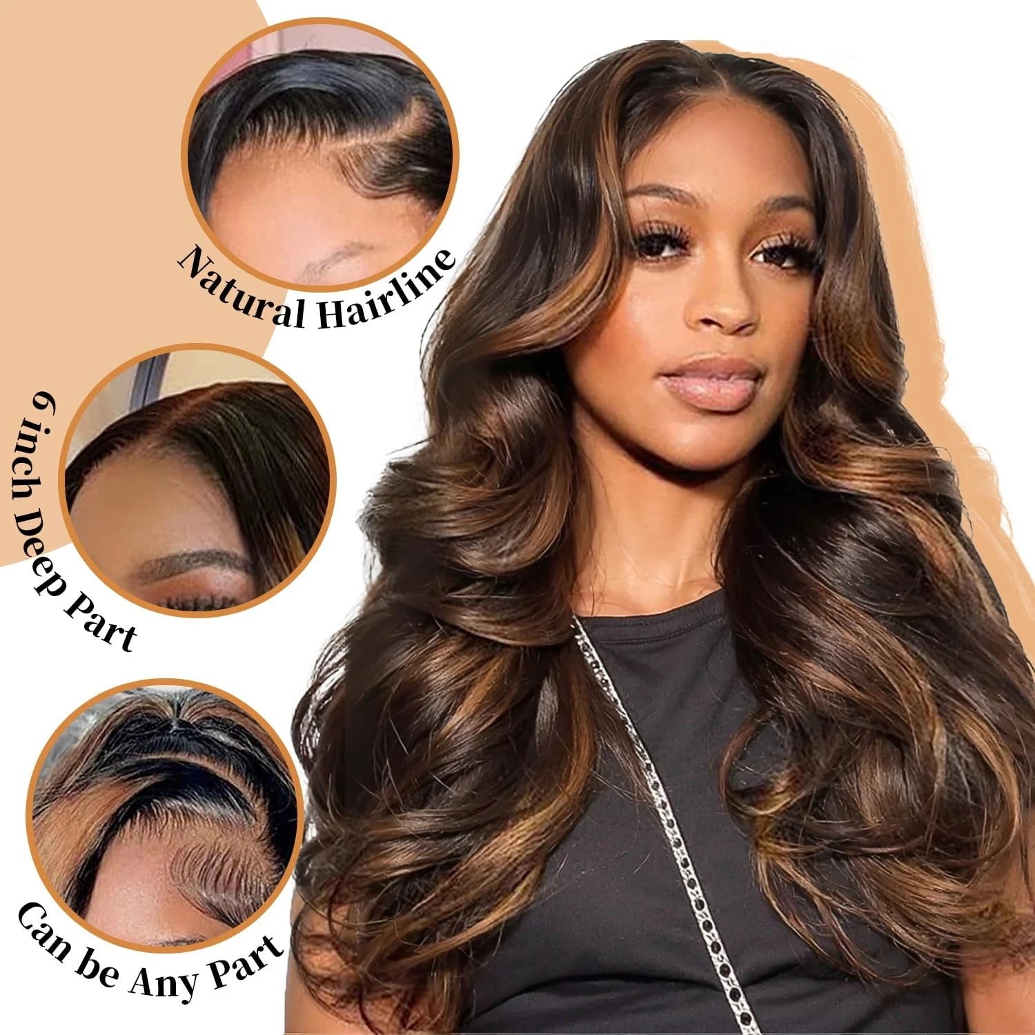Pizazz Hair Highlight Balayage Body Wave Honey Blonde 13x6 HD Transparent Lace Front Wigs for Women Lace Front Wig Human Hair