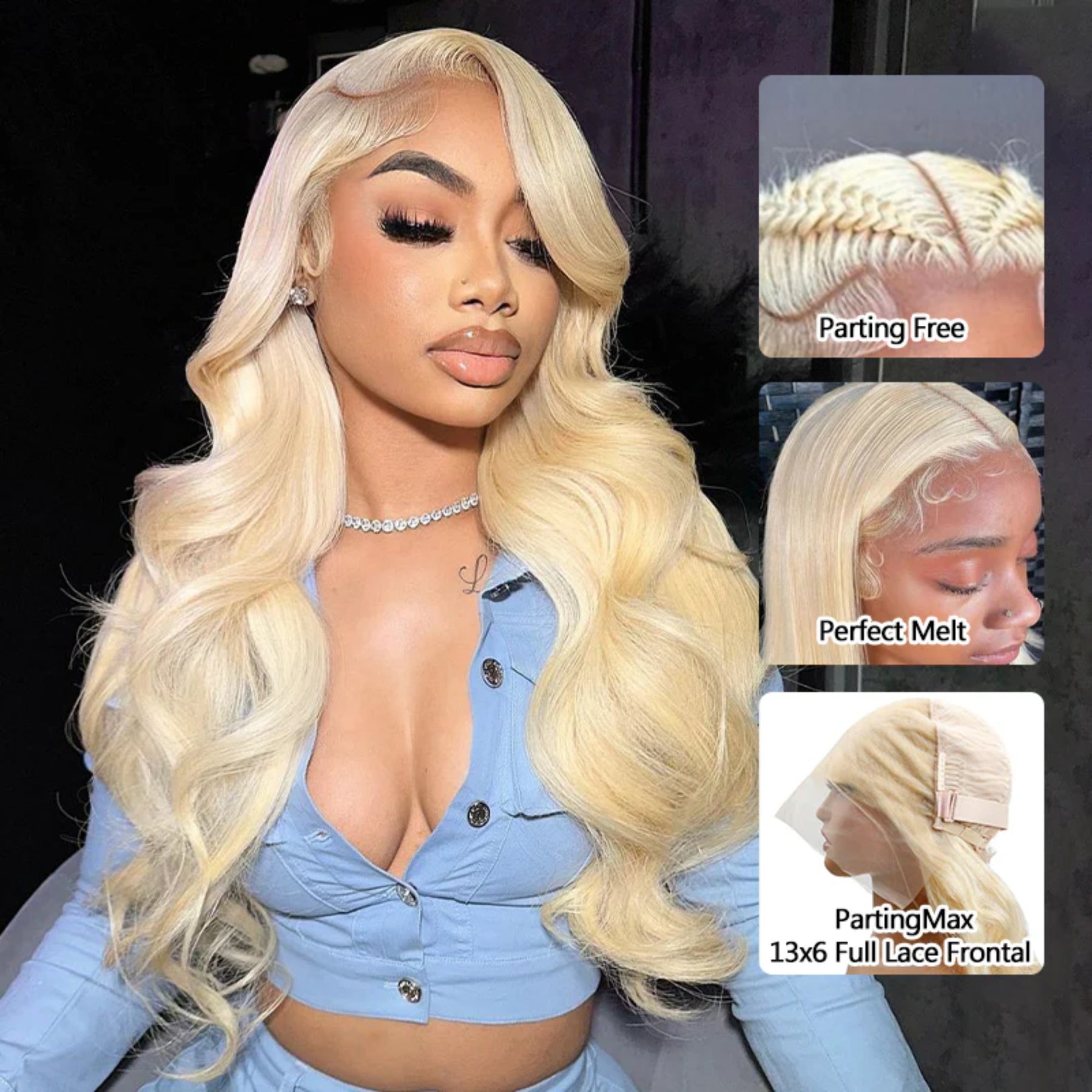 Pizazz Hair 613 Blonde Body Wave 13x6 HD Lace Front Wigs 180% Density