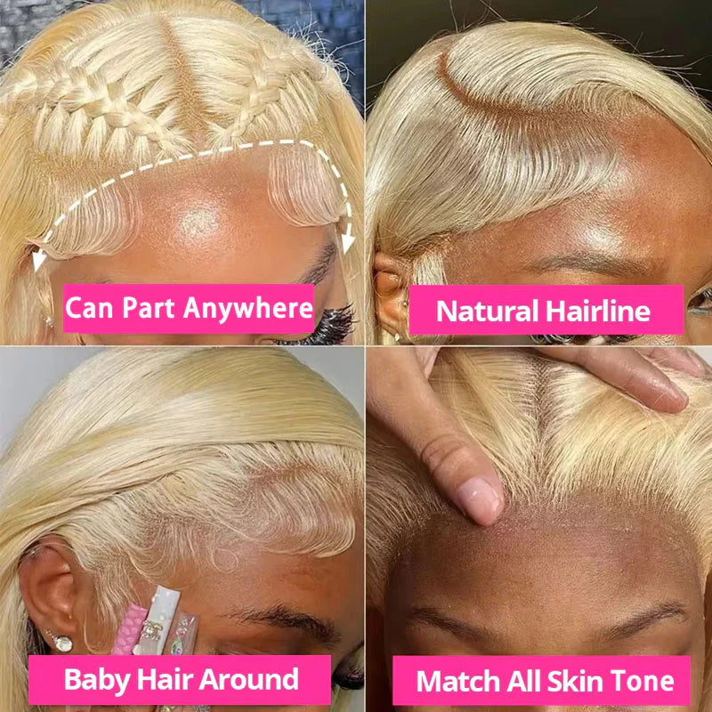 Pizazz Hair 613 Blonde Body Wave 13x6 HD Lace Front Wigs 180% Density