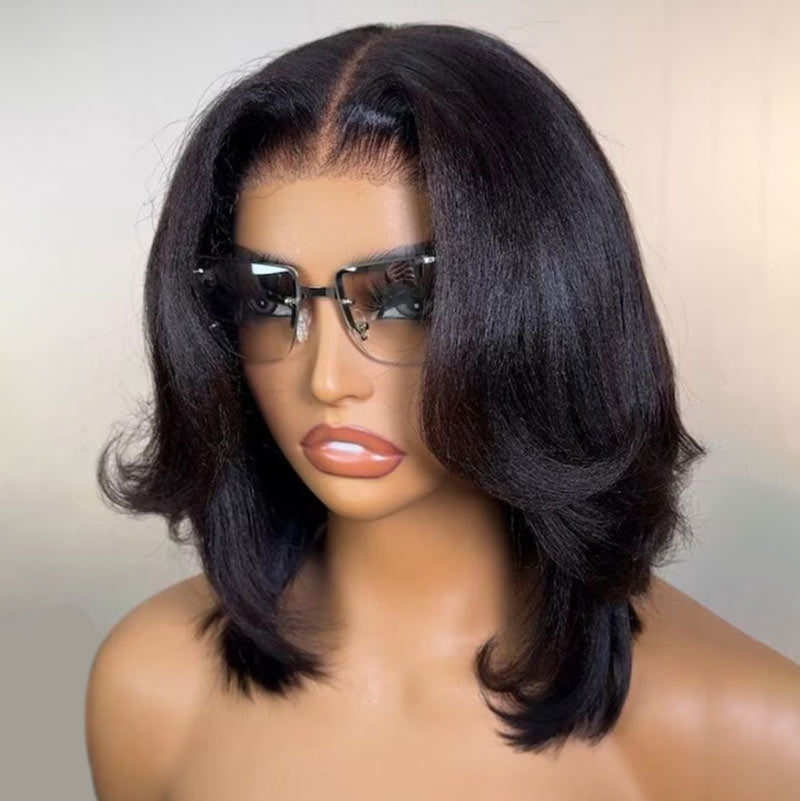 Pizazz Hair Layered Cut Yaki Straight BoB Wig Wear Go Glueless Wig Beginner Friendly 220% Density