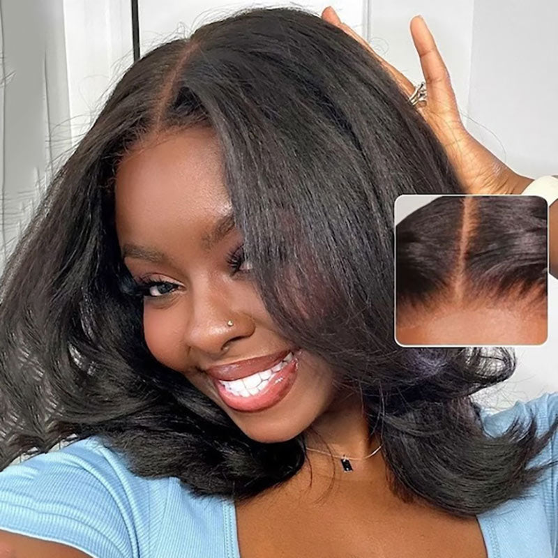 Pizazz Hair Layered Cut Yaki Straight BoB Wig Wear Go Glueless Wig Beginner Friendly 220% Density