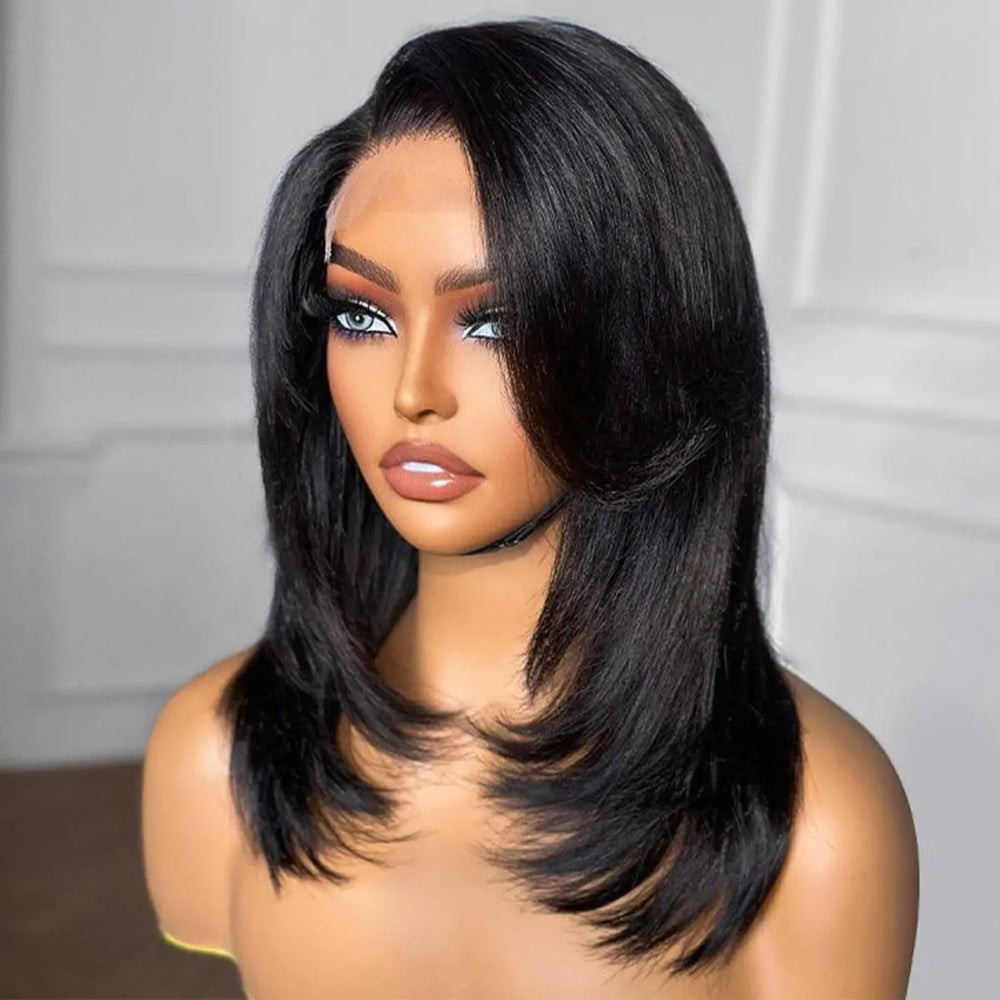 Pizazz Hair Layered Cut Yaki Straight BoB Wig Wear Go Glueless Wig Beginner Friendly 220% Density
