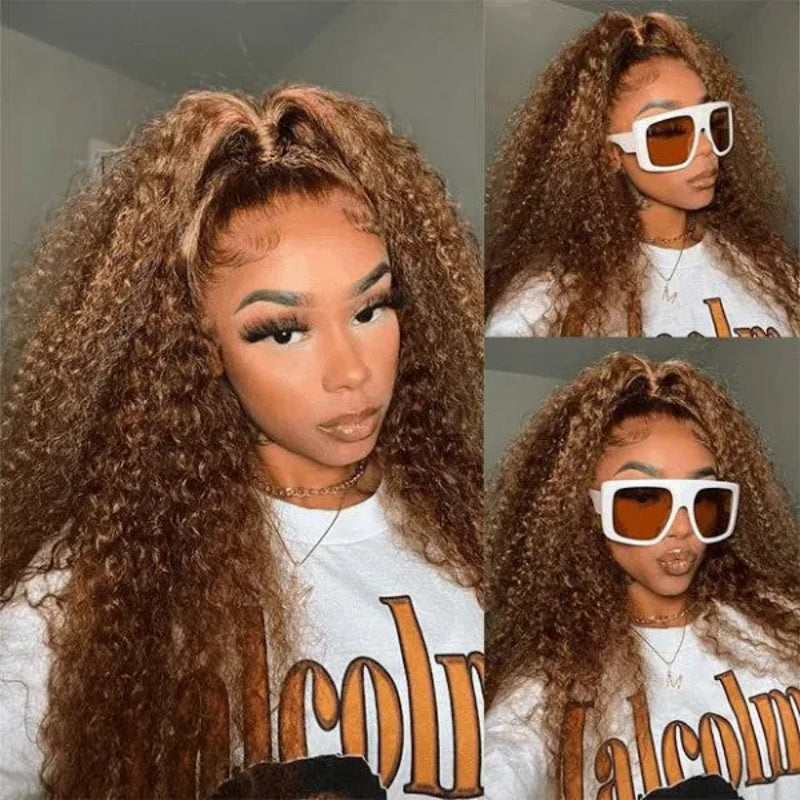 Invisi-Strap Snug Fit 360 HD Transparent Lace P4/27 Highlight Ombre Color Water Wave Wig Pre Plucked Hair 220% Density