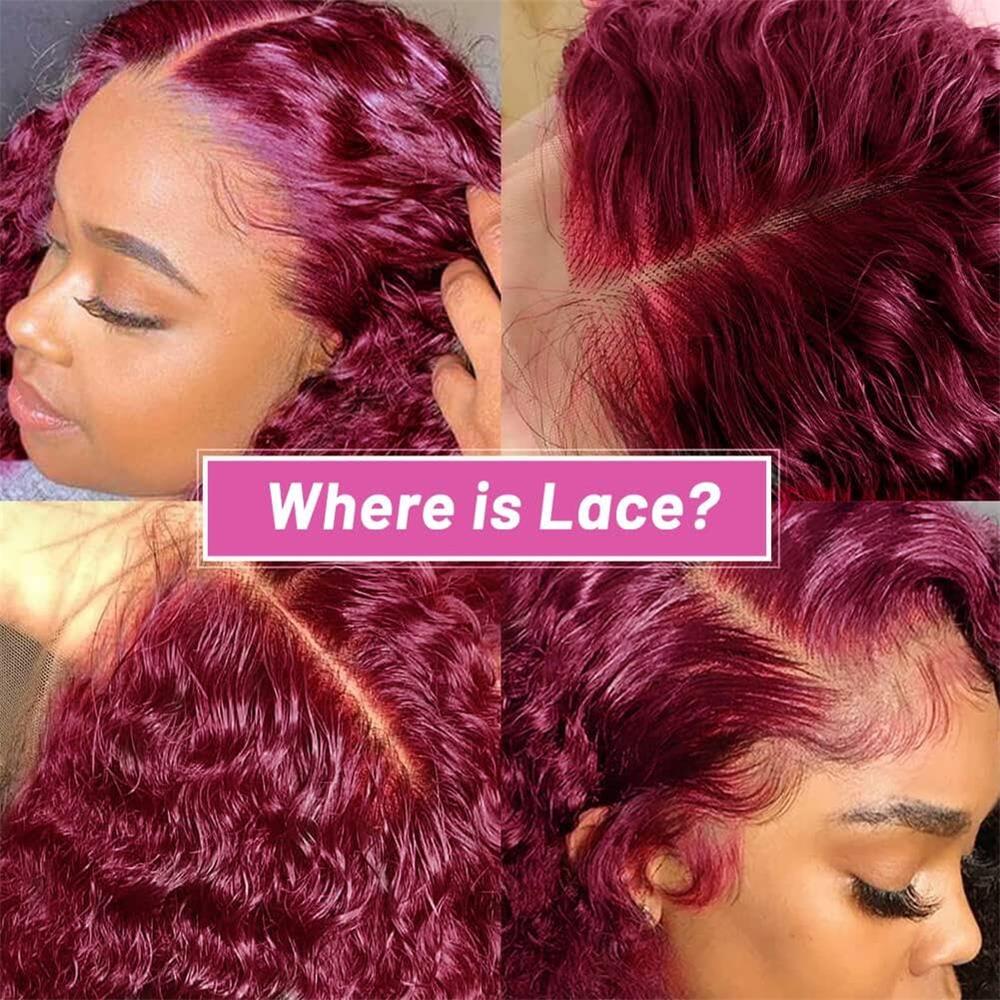 Pizazz 99J Burgundy Lace Front Wigs Human Hair Pre Plucked 12A 13x6 HD Lace Frontal Wigs with Baby Hair